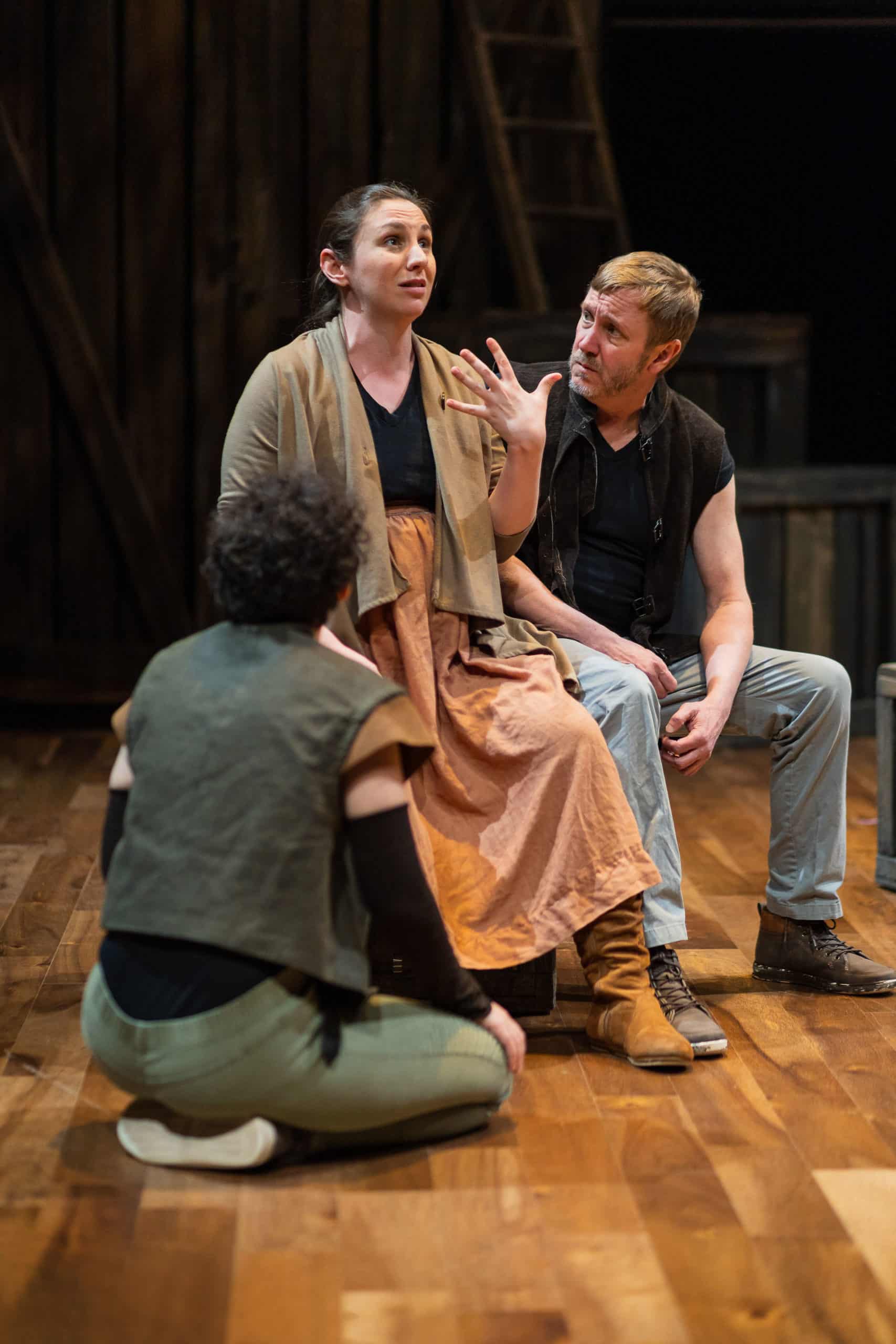 Oz Heiligman, Teresa Spencer, and Jonas Connors-Grey in HENRY V. Photo by Kiirstn Pagan.