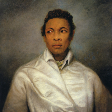 <div class="ira-title"><i>Othello, the Moor of Venice</i></div>
<div class="ira-detail">James Northcote (English, 1746–1831)</div>
<div class="ira-detail">1826</div>
<div class="ira-detail">oil on canvas, 30 × 25 in.</div>
<div class="ira-detail"><a href="http://manchesterartgallery.org/" target="_blank" rel="noopener noreferrer">Manchester Art Gallery, England</a></div>
<div class="ira-reference"><a href="http://manchesterartgallery.org/collections/search/collection/?id=1882.2" target="_blank" rel="noopener noreferrer">1882.2</a></div>
<div class="ira-comment">At age 19, Ira Aldridge had already played Othello in second-tier or working-class theatres around London (including the Coburg Theatre, still standing today under the name The Old Vic), and he went on a tour of smaller English cities. He performed in Manchester in 1827. Manchester was a center for the English anti-slavery movement and this portrait was the first-ever purchase by the Royal Manchester Institution. The painter, later a member of the Royal Academy of Artists, uses a masterful range of colors to create a romantic, evocative portrait of a man, avoiding both elaborate exotic costumes commonly associated with Othello and the flat, dark paint often used by artists of his time to paint people of African ancestry.</div>
<a href="https://www.chesapeakeshakespeare.com/ira/exhibit/ira-img-03-alt" target="_blank" rel="noopener noreferrer"><div class="ira-osdlink"><img src="https://www.chesapeakeshakespeare.com/wp-content/uploads/openseadragon-small.png" style="width:32px;height:32px;"></div></a>