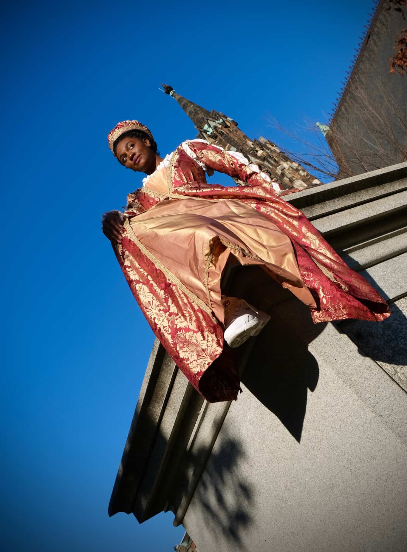 Renea Brown at former Roger B. Taney Monument in Baltimore, Maryland.